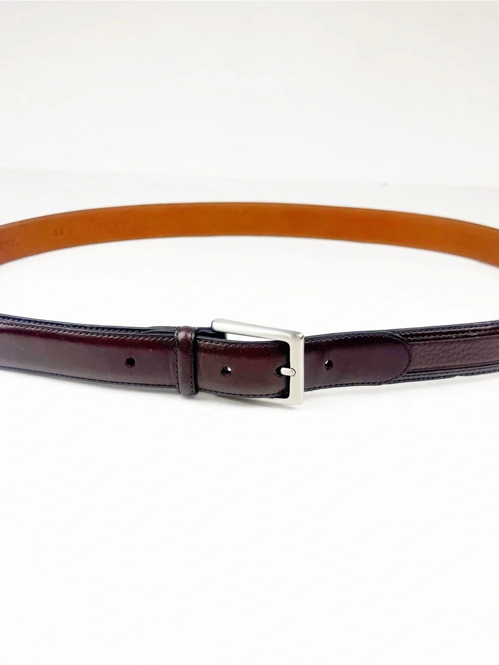 Johnston & Murphy Pebbled Leather Brown Dress Belt Size 44